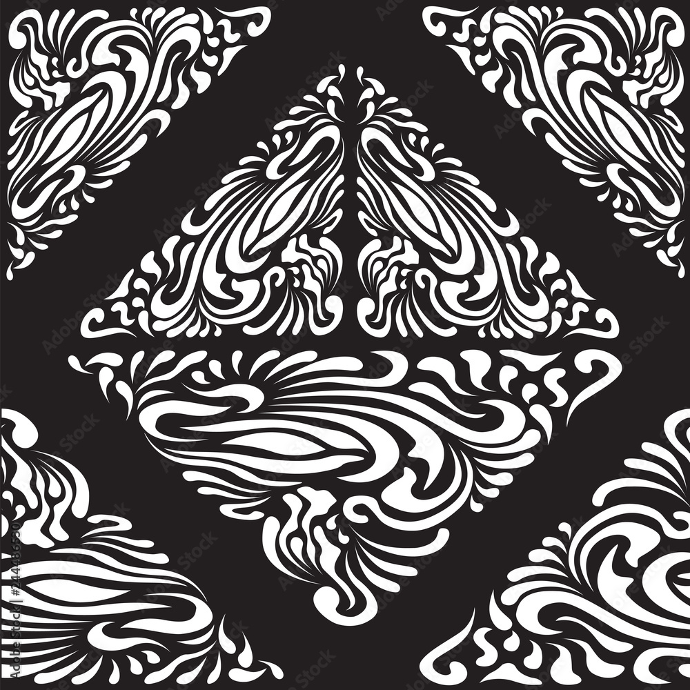 Obraz premium Abstract Pattern in Oriental Style. Elegant pattern of smooth elements. The original idea of packaging, tiles, wallpaper, textiles. Handmade.