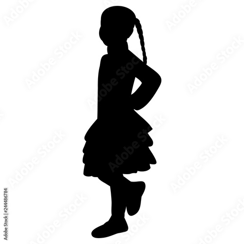 vector, on a white background, black silhouette of a child coming
