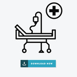 Hospital bed vector icon