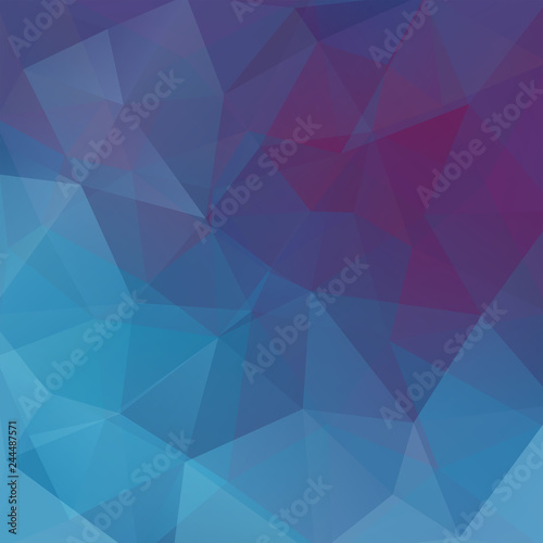 Geometric pattern, polygon triangles vector background in purple, blue  tones. Illustration pattern