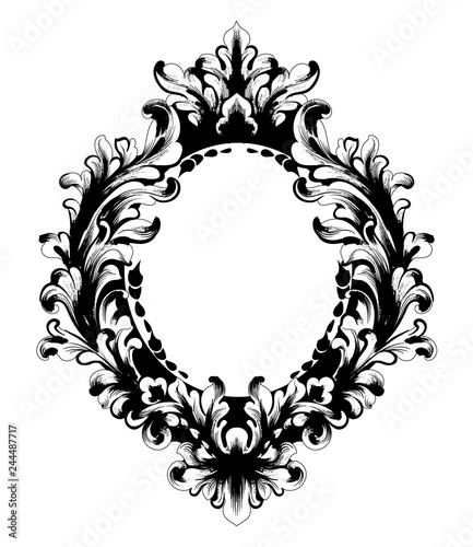 Vintage Baroque Mirror frame.Vector. French Luxury rich intricate ornaments. ...