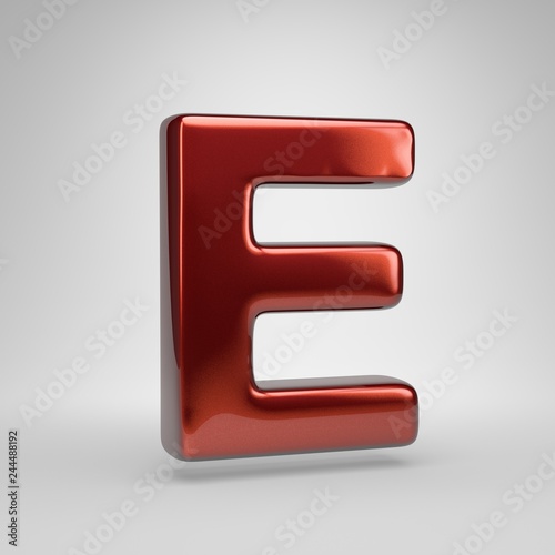 Wallpaper Mural 3D letter E uppercase. Red metallic letter isolated on white background Torontodigital.ca