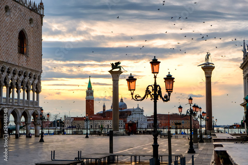 Dawn on Saint Mark's Square, Morning in Venice, Italy. © vlamus