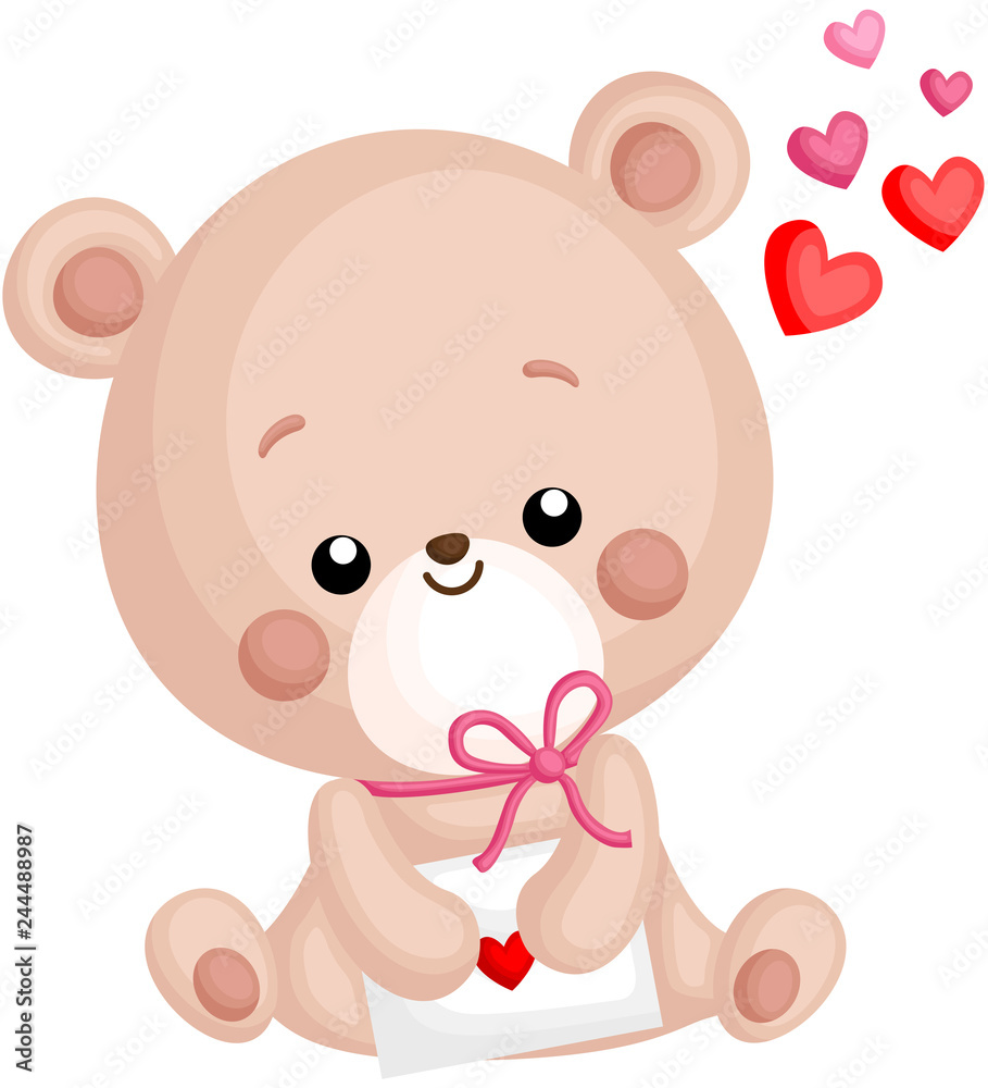 A Vector of Cute Little Bear Holding Love Letter A Vector of Cute Little Bear Holding Love Letter