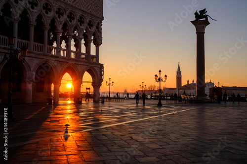 Dawn on Saint Mark's Square, Morning in Venice, Italy. © vlamus