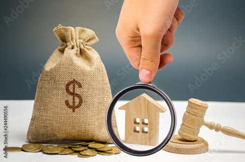Photography Bag of money, house and gavel