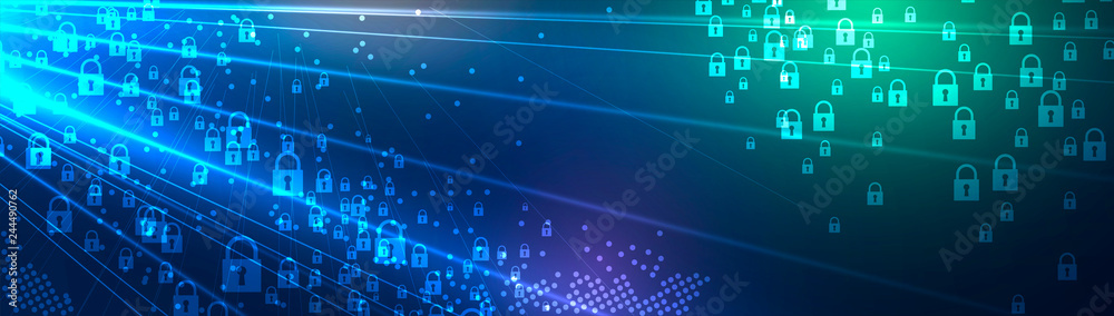 Naklejka premium Cybersecurity and information or network protection. Future technology web services for business and internet project