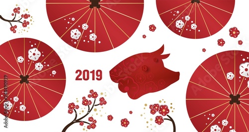 Happy Chinese New Year 2019 year of the yellow pig
