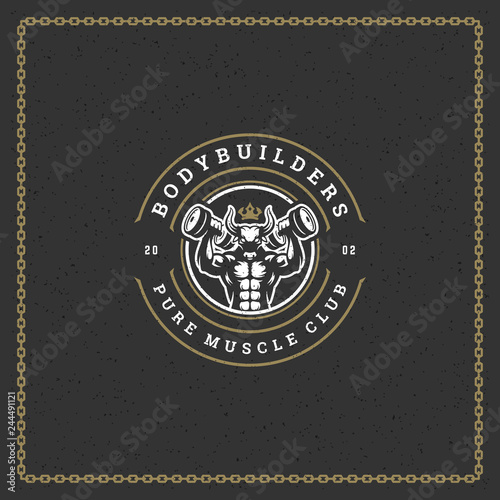 Fitness gym badge or emblem vector illustration.
