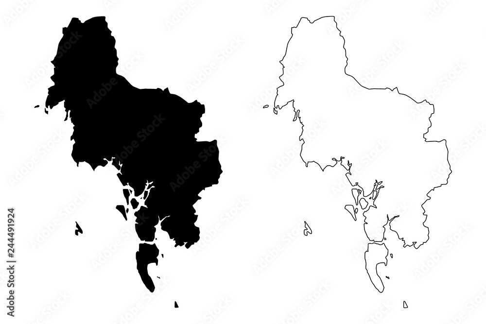 Obraz premium Krabi Province (Kingdom of Thailand, Siam, Provinces of Thailand) map vector illustration, scribble sketch Krabi map