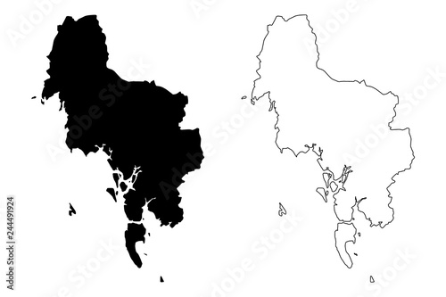 Krabi Province (Kingdom of Thailand, Siam, Provinces of Thailand) map vector illustration, scribble sketch Krabi map