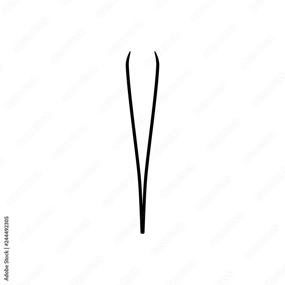 Eyebrow tweezers, pincers icon. Epilation and depilation. Skin Care and Health. Black icon flat style Eyebrow tweezers, pincers icon. Epilation and depilation. Skin Care and Health. Black icon flat style
