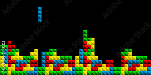 Game Tetris pixel bricks. Colorfull Game background - Vector photo