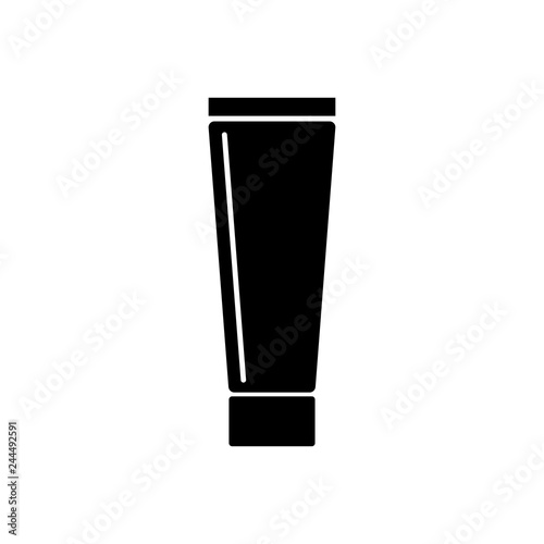 Plastic tube for medicine or cosmetics - cream, gel, skin care, toothpaste. Epilation and depilation. Black icon flat style