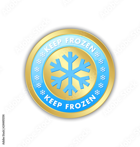 Keep frozen circular badge with snowflakes isolated on white background