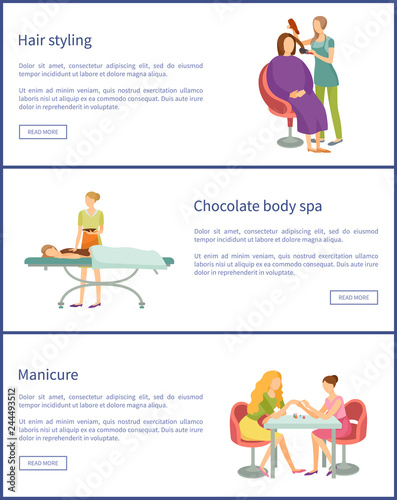 Hair Styling Stylist and Manicurist Posters Vector