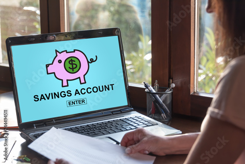 Savings account concept on a laptop screen