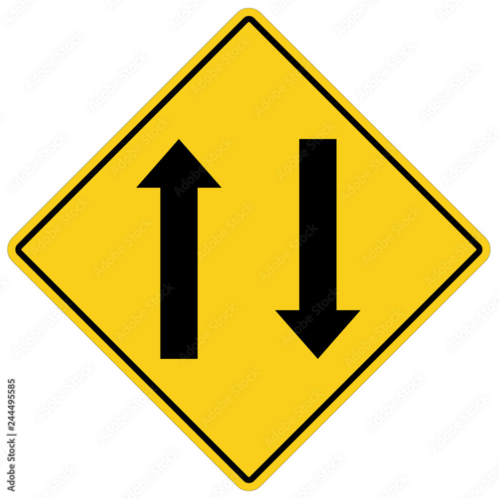 two way traffic ahead sign on white background. flat style. two way traffic sign for your web site design, logo, app, UI. two way warning symbol. traffic sign. two way traffic ahead sign on white background. flat style. two way traffic sign for your web site design, logo, app, UI. two way warning symbol. traffic sign.
