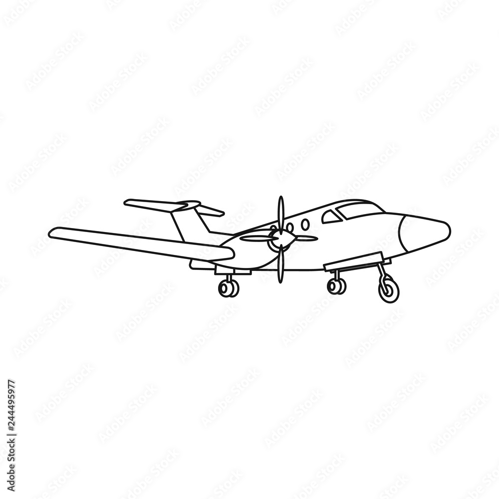 Vector illustration of plane and transport symbol. Collection of plane and sky stock vector illustration.