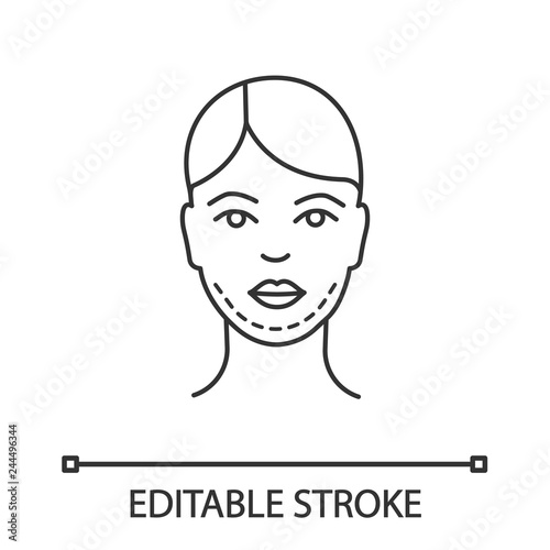 Double chin surgery linear icon. Thin line illustration. Plastic