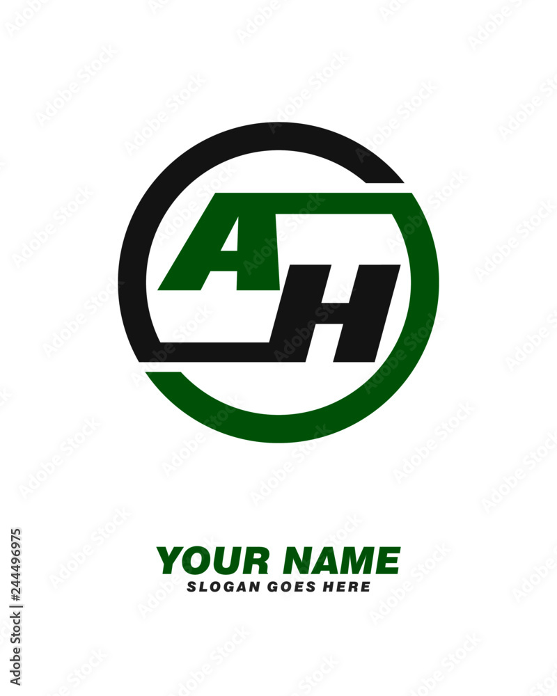 Initial A H circle logo template vector Initial A H circle logo template vector