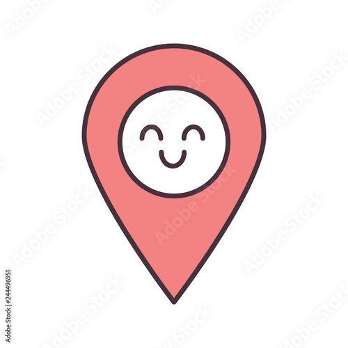 Smiling map pin character color icon