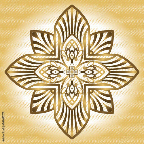 Oriental vector pattern with arabesques and floral elements