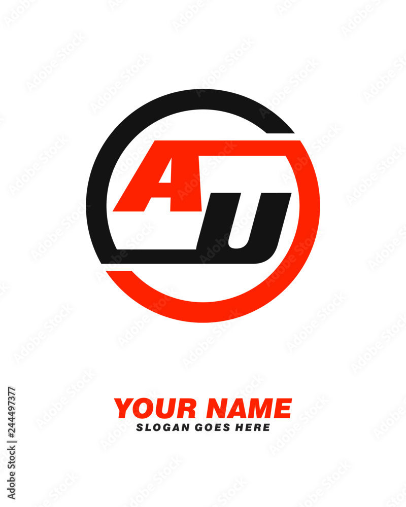 Initial A U circle logo template vector Initial A U circle logo template vector