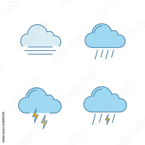 Weather forecast color icons set