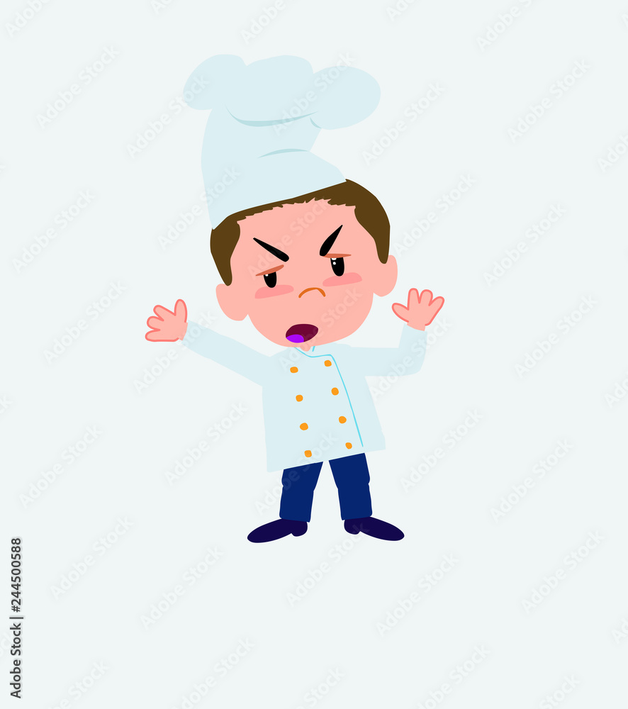 Chef argues something with a gesture of discontent. Chef argues something with a gesture of discontent.