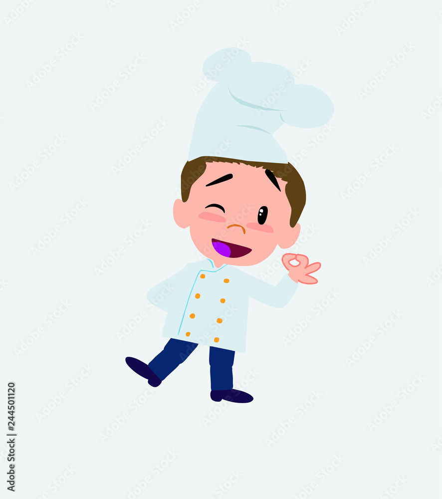 Chef doing the OK sign with his hand.