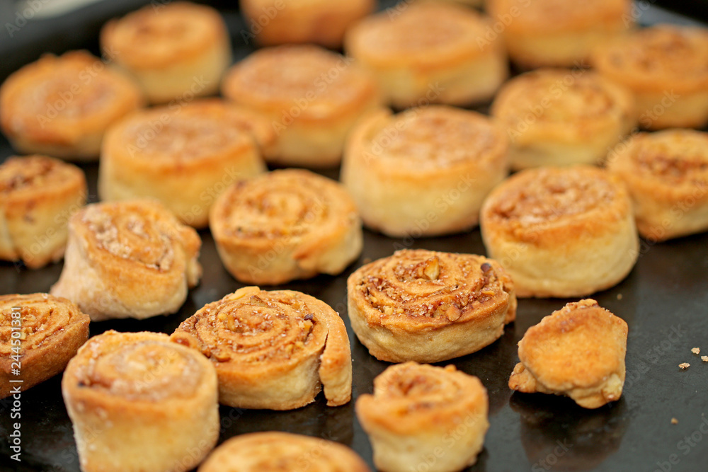 baking in the oven, blushing tasty cookies on the tray baking in the oven, blushing tasty cookies on the tray