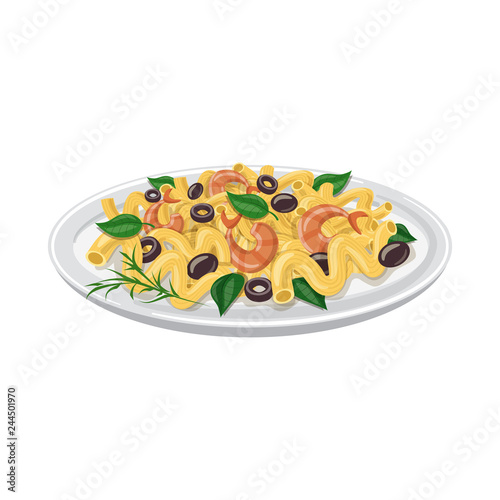 Vector illustration of pasta and carbohydrate symbol. Set of pasta and macaroni vector icon for stock.