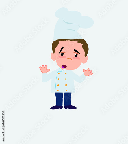 Chef makes a gesture of tired resignation.
