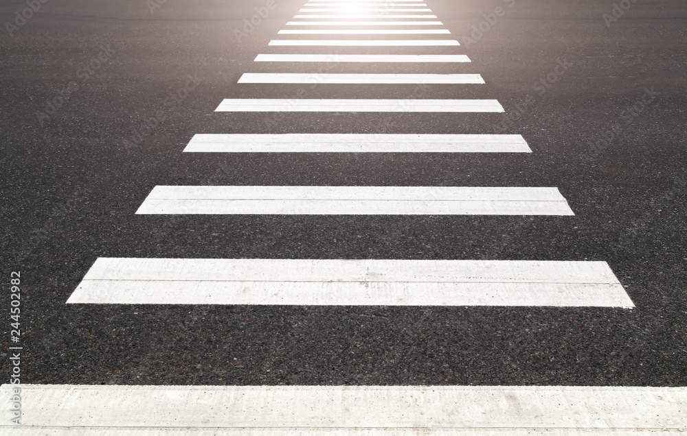 zebra black white crossing on the road