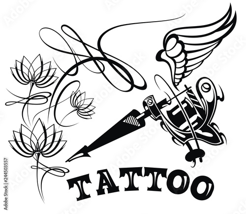 Tattoo studio logo template. Styled vector emblems