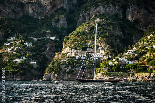 Super sailing yacht  at anchor at Capri Island