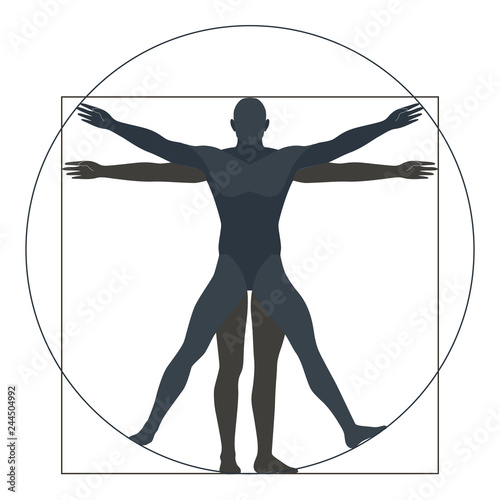 Vitruvian man, silhouette. the modern form, vector