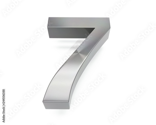 3d brushed metal seven number