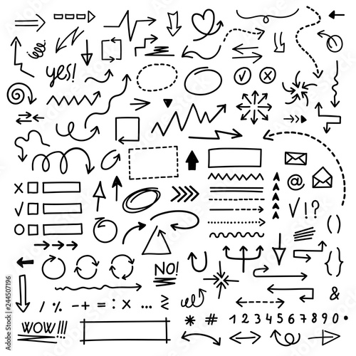 hand draw arrow vector set