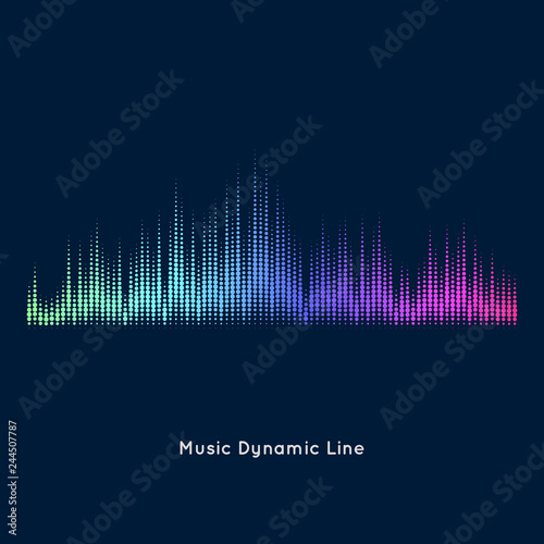 Abstract vector element for music design with equalizer. The dynamic line