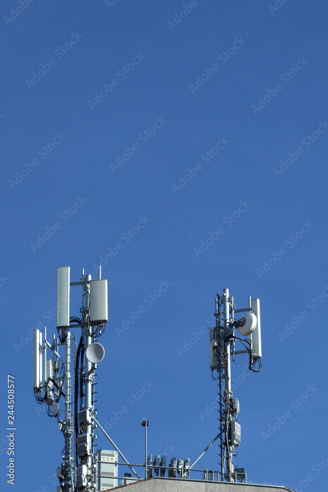 telecom tower on a blue sky