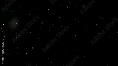 snow falls slowly in night winter. slow motion