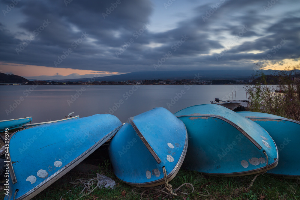 Cloudy sunset at Lake Kawaguchi in Autumn Cloudy sunset at Lake Kawaguchi in Autumn