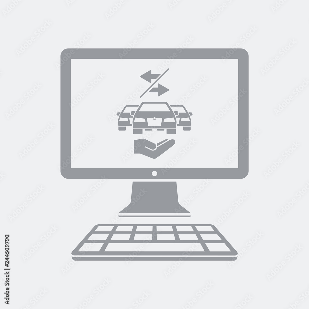 Car sharing service on computer desktop Car sharing service on computer desktop