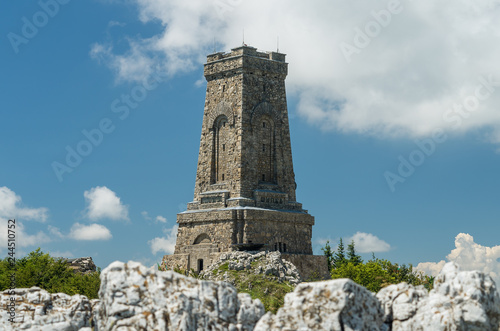 Memorial of Liberty Shipka - Gabrovo, Bulgaria. The Shipka Memorial is situated on the peak of Shipka in Stara Planina near Gabrovo. Summer view over the blue sky.