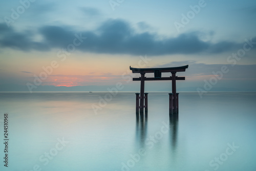 Canvas Print Gate of the Shirahige shrine on Biwa lake