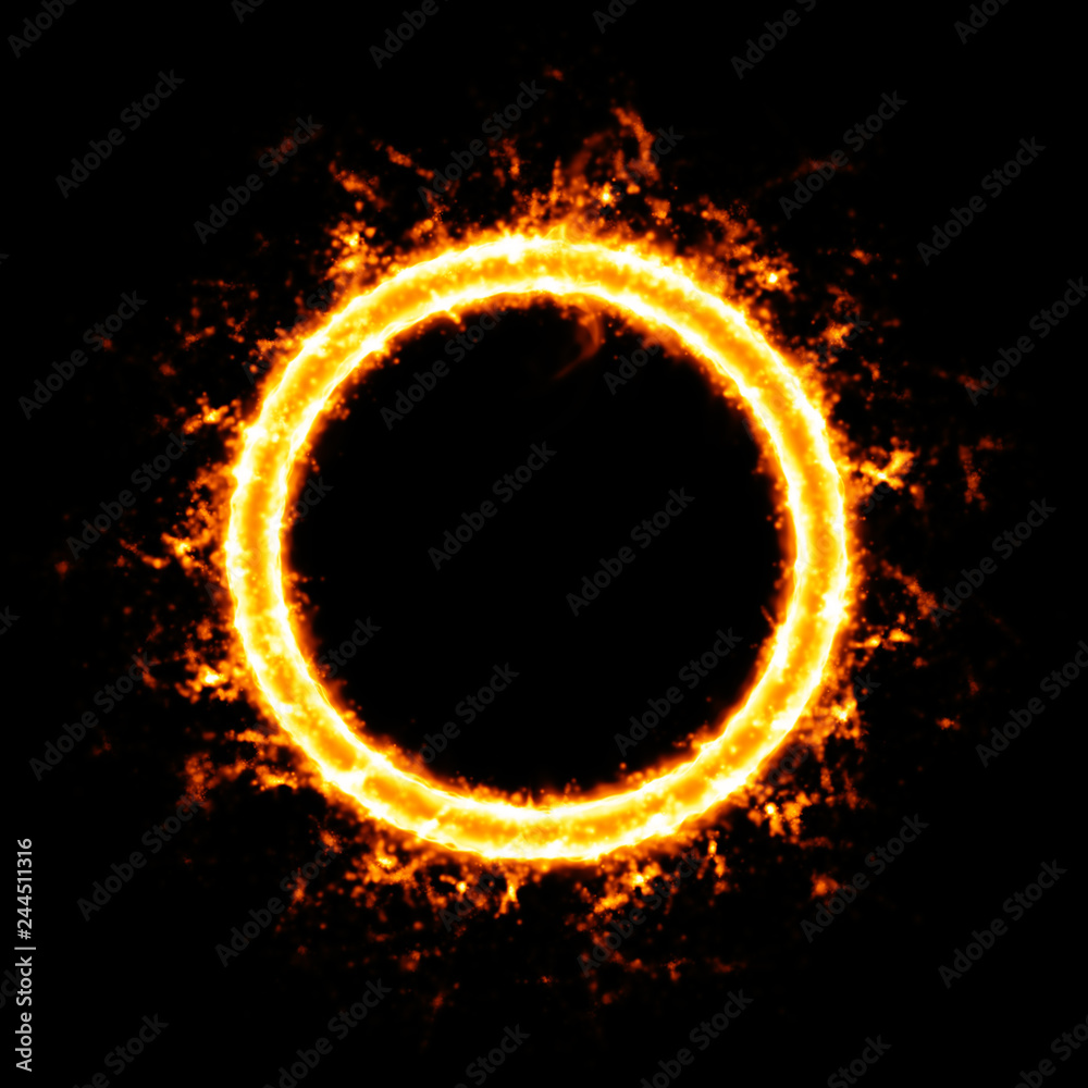 Fiery circle with sparkles and free space in center Fiery circle with sparkles and free space in center