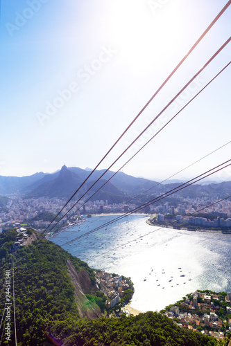 ropes of cable car at Sugar Loaf station