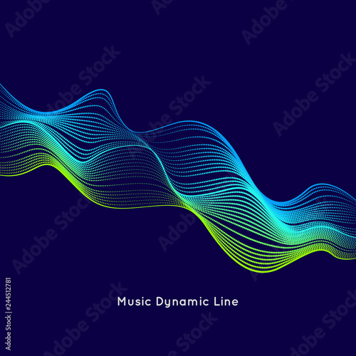 Vector illustration with musical waves from points. Modern design with dynamic elements